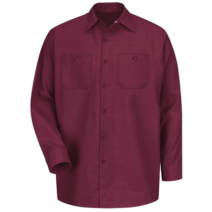 Red Kap Men's Industrial Work Shirt, Regular Fit, Long Sleeve Utility Button, Burgundy, S