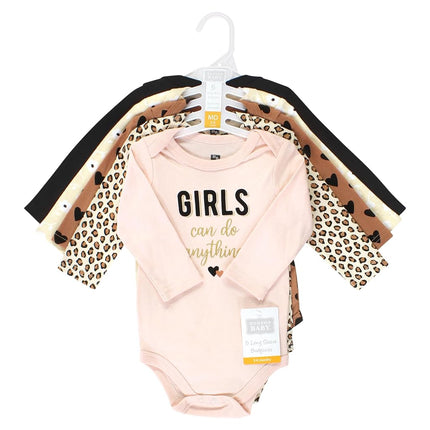 Bodysuits de manga larga de algodón unisex Hudson Baby, Cinnamon Hearts, Preemie, paquete de 5 Cinnamon Hearts, Preemie