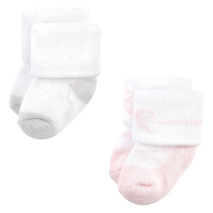 Hudson Baby Calcetines de Felpa y Algodón Rico para Recién Nacidos de Bebé Niña, Elefante Rosa Gris, 6-12 Meses