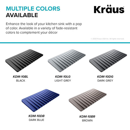 Kraus Self-Draining Silicone Dish Drying Mat or Trivet for Kitchen Counter in Black, KDM-10BL