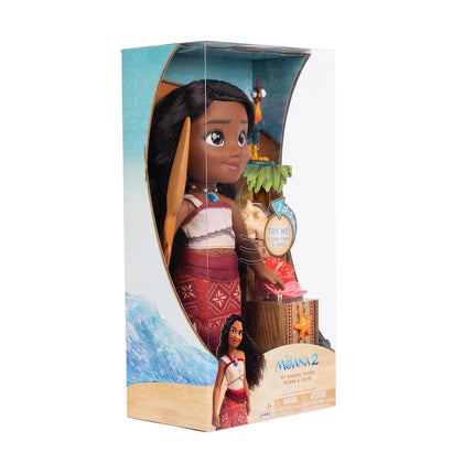 Moana 2 Disney Moana Singing Doll, Large Size, Movable Figure, 40 cm, Song Blue Light, Polynesian Outfit - Hairdressable Hair - Toy for Girls from 3 Years