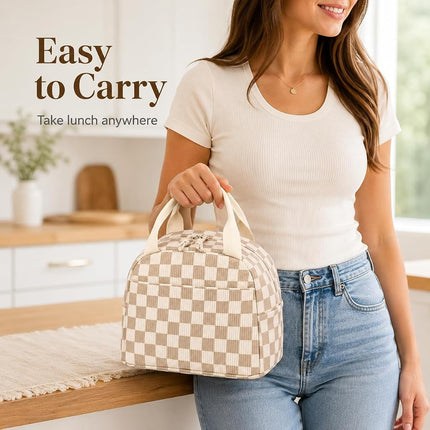 Bluboon Lunch Bag for Women Men Cute Corduroy Lunch Tote Bags Reusable Insulated Lunch Box Large Capacity Reusable Insulated Cooler for Work Picnic or Travel