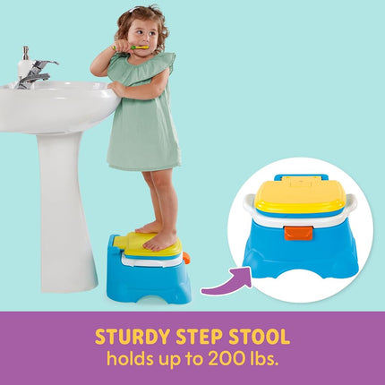 Sesame Street Cookie Monster Terrific 3-in-1 Potty Training Chair, Toilet Seat Trainer, and Step Stool, Easy Clean, Pretend Flush Handle, Gender Neutral