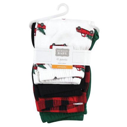 Pantalones y leggings de algodón Hudson Baby para niñas, Camión de árbol de Navidad, 18-24 meses