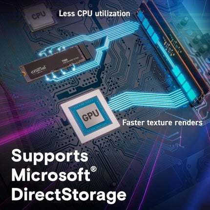 Crucial T500 1TB SSD PCIe Gen4 NVMe M.2, Up to 7300MB/s, TLC NAND, Laptop and Desktop Compatible, Microsoft DirectStorage, Solid State Drive - CT1000T500SSD8