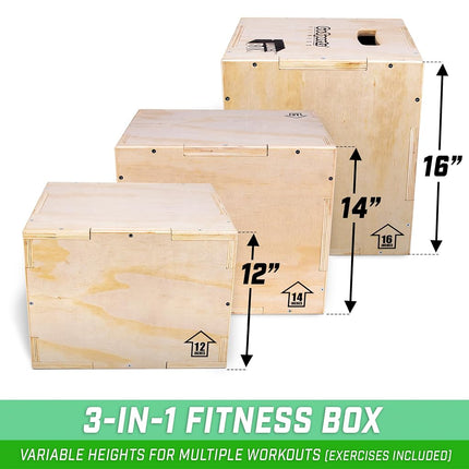 GoSports Fitness Launch Box - 3-in-1 Plyo Jump Box for Exercises of All Skill Levels