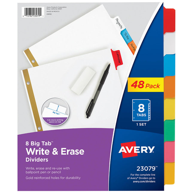Avery Big Tab Write & Erase Dividers for 3 Ring Bi