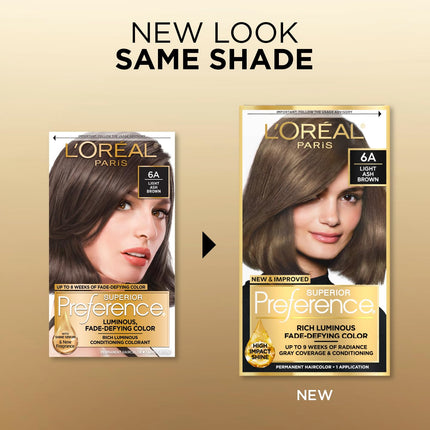 L'Oréal Paris Superior Preference Permanent Hair Color, 6A Light Ash Brown