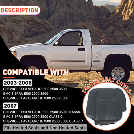ECOTRIC Seat Cover Compatible with 2003-2006 Chevy Silverado 1500 2500 New Synthetic Leather Diver Bottom Dark Gray