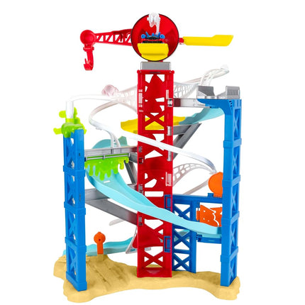 Jazwares Marvel Spidey and His Amazing Friends Construction Zone Chaos Track Set - 2-Foot High Dual Race Track with Zip Line, Play Zones, and Exclusive Vehicles