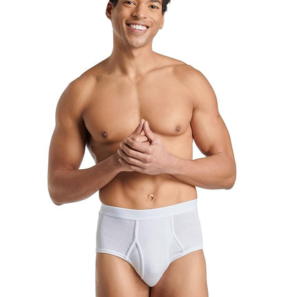 Fruit of the Loom Men's Premium Tag-Free Cotton Underwear (Regular & Big Man), Brief - 6 Pack - White, S