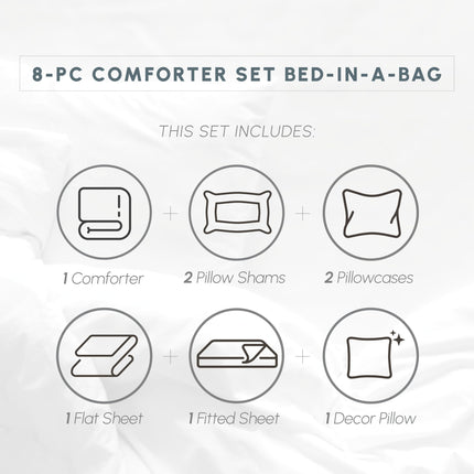 Elegant Comfort Silky Soft 8-Piece Cabin Lodge Bed-in-a-Bag Comforter Set, Includes 4pc Smart Sheet Set, Comforter, Decorative Pillow, Matching Pillowcases and Shams - Twin/Twin XL, Burgundy