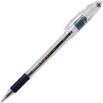 Pentel RSVP Ball Point Pen, Medium Line, 12-Blue Ink Pens (BK91PC12C) by Pentel