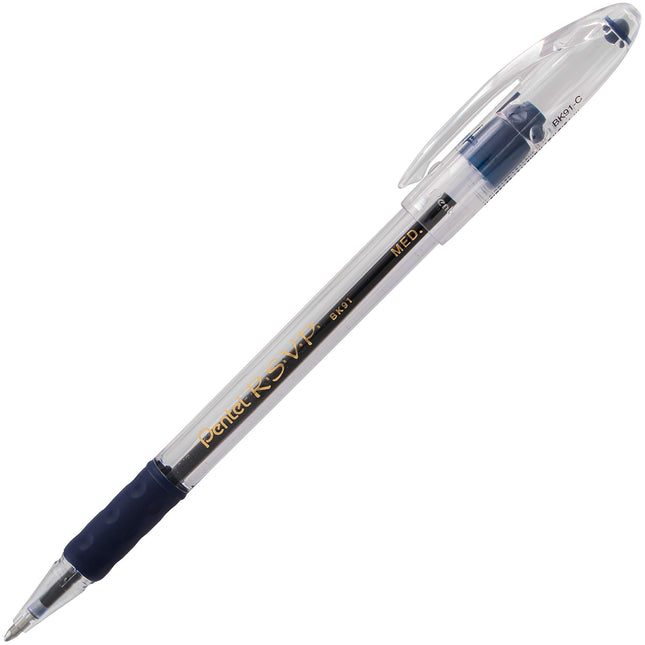 Pentel RSVP Ballpoint Pen, (1.0mm) Med Line, Blue Ink, 72pk Canister (BK91PC72C)