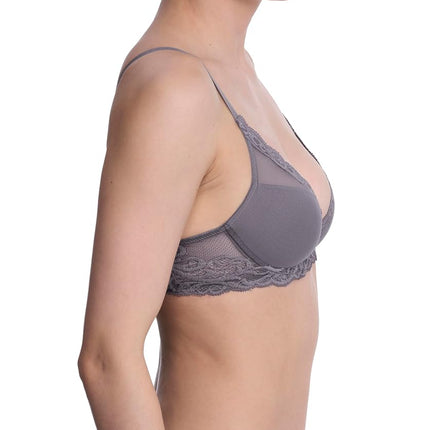 Natori Women Feathers Lace Plunge T-Shirt Bra, Nickel, 32D