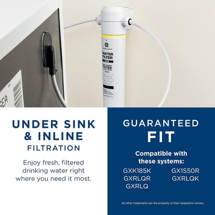 GE Under Sink Water Filter Replacement, Reduces Sediment, Rust & Other Impurities from Water, Easy Install, Fits GXRLQK Filtration System, Replace Every 6 Months, FQK1K
