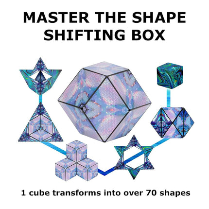 SHASHIBO Shape Shifting Box - Award-Winning, Patented Fidget Cube w/ 36 Rare Earth Magnets - Transforms Into Over 100 Shapes, Download Fun in Motion Toys Mobile App (Artist Series - Mystic Ocean)