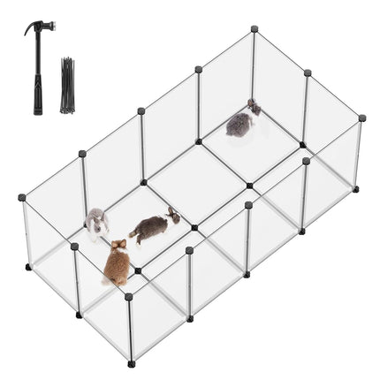 SONGMICS Pet Playpen with Floor, Small Animal Pen,