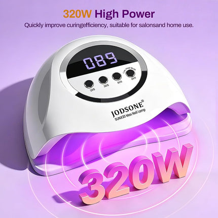 JODSONE UV LED Nail Lamp, 320W Nail Dryer for Gel Polish, High-Power Gel Nail Lamp with 72 Light Beads, Led Nail Light with Automatic Sensor & 4 Timers