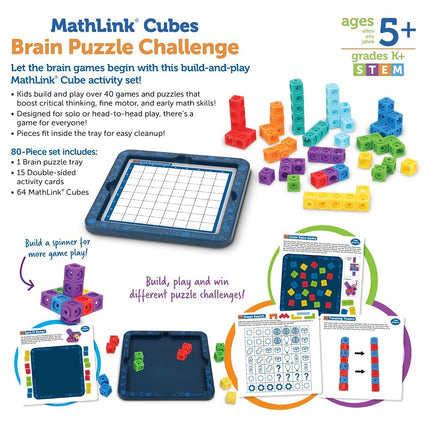 Learning Resources MathLink Cubes Brain Puzzle Challenge - 80 Piece Linking and Connecting Cubes Maths Manipulative For Counting, Ages 5+