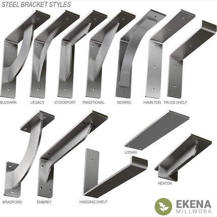 Ekena Millwork BKTM02X12X12HAHWH Steel Bracket Hamilton, 2"W x 12"D x 12"H, Hammered White