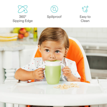Vaso entrenador Munchkin Miracle 360, verde/azul, 207 ml, 2 unidades * Etiquetas impermeables incluidas para personalizar el vaso de tu pequeño *