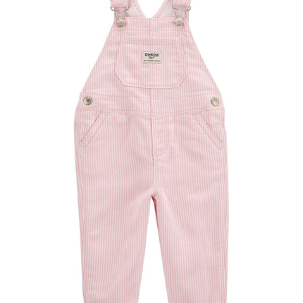 OshKosh B'Gosh World's Best Overalls Girl's Jumpsuit, Pink hickory stripes, 3 Years