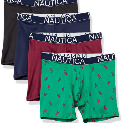 Nautica Men's 4 Pack Micro Boxer Briefs, Black/Pea