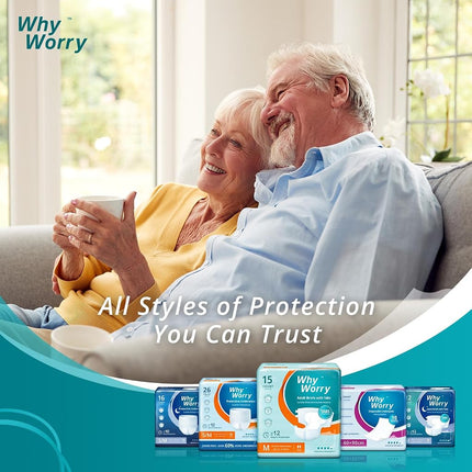 WhyWorry Adult Diapers for Women and Men, XLarge, 60 Count