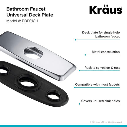 Placa de cubierta BDP01CH Kraus, grifo de baño, cromo
