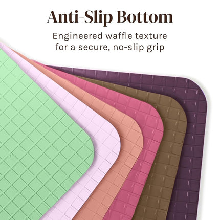 Extra Thick Pastel Flexible Plastic Cutting Board Mats with Food Icons & EZ-Grip Waffle Back, (Set of 6) Dishwasher Safe