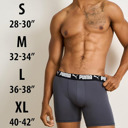 PUMA Men's 4 Pack Active Stretch Boxer Briefs, Blue Combo, XL