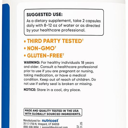 Nutricost Vitamin C with Zinc, 120 Capsules - 1000mg Vitamin C, 45mg Zinc, Non-GMO, Gluten Free Vitamin C Supplement