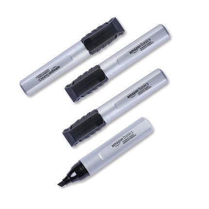 Amazon Basics Professional Permanent Marker Pens, Chisel Tip, Black, 12-Pack