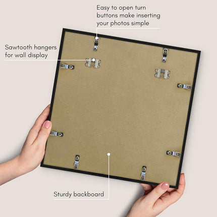 Americanflat 16x16 Picture Frame in Black - Thin Border Photo Frame with Plexiglass Cover and Hanging Hardware Included - Square Picture Frame for Wall