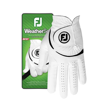 Guante de golf FootJoy WeatherSof para hombre, blanco, talla L, para usar en la mano izquierda