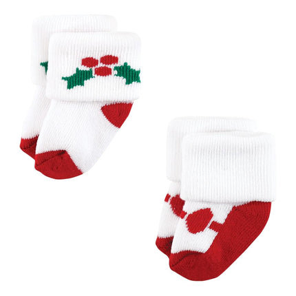Hudson Baby Baby Girls' Cotton Rich Newborn and Terry Socks, 12 Days of Christmas Girl, 12-24 Months