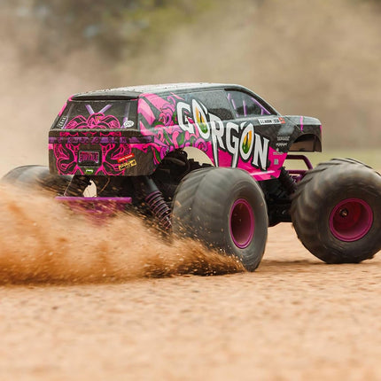 ARRMA RC Truck 1/10 Gorgon 2 Wheel Drive RTR Brushed Monster Truck Battery & Charger Included Purple ARA3230ST4