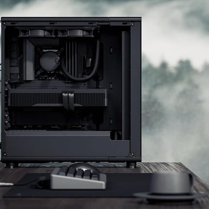 Fractal Design North Momentum Black - Glass Side Panel - Genuine Blackened Oak Wood Front - High Airflow PC Gaming Case - Three powerful 120mm Momentum Fans Included - ATX Support