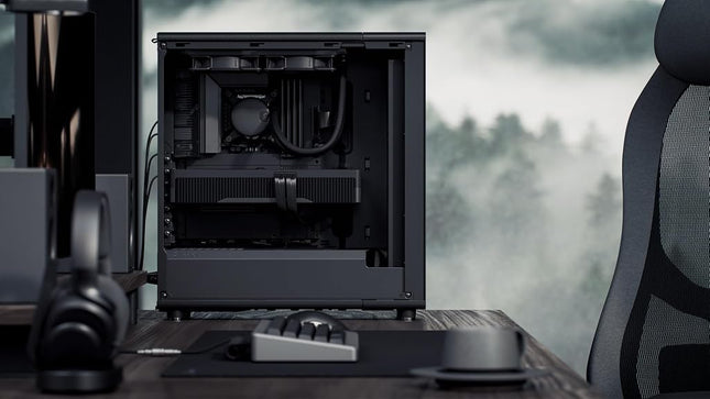 Fractal Design North Momentum Black - Glass Side Panel - Genuine Blackened Oak Wood Front - High Airflow PC Gaming Case - Three powerful 120mm Momentum Fans Included - ATX Support