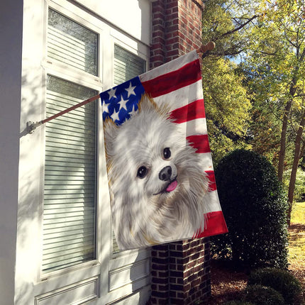 Caroline's Treasures CK6581CHF Japanese Spitz American Flag Flag Canvas House Size, Large, multicolor