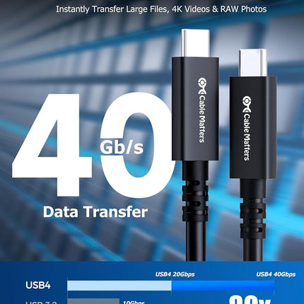 Cable Matters 40Gbps Active USB4 Cable 9.8 ft / 3m with 8K Video & 100W Charging, Compatible with Thunderbolt 4/3, USB C for VR Headset, Docking Stations, MacBook, DELL XPS, Surface Pro and More