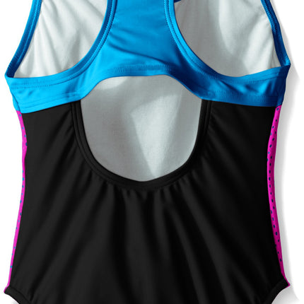 Speedo Girls Swimsuit One Piece Mesh Splice Racerback Thick Strap - Speedo Black, 7