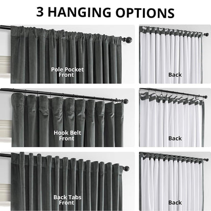 HPD Half Price Drapes Cortinas Blackout Térmicas para Ventana de Terciopelo Extragrande Signature de 84 Pulgadas de Largo, 1 Panel, Forro de Hotel de 4 Pasos, para Dormitorio 100W x 84L, Gris Natural, 100" An x 84" L (Paquete de 1)