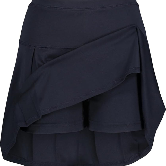 IZOD Girls' School Uniform Pull-on Scooter Skirt with Undershorts, Knit Waistband & Functional Pockets, Wrinkle Resistant, Navy Performance, 12
