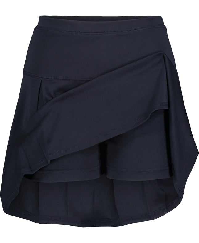 IZOD Girls' School Uniform Pull-on Scooter Skirt with Undershorts, Knit Waistband & Functional Pockets, Wrinkle Resistant, Navy Performance, 12