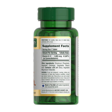 Nature's Bounty Vitamin B-12 1000 mcg, 200 Tablets