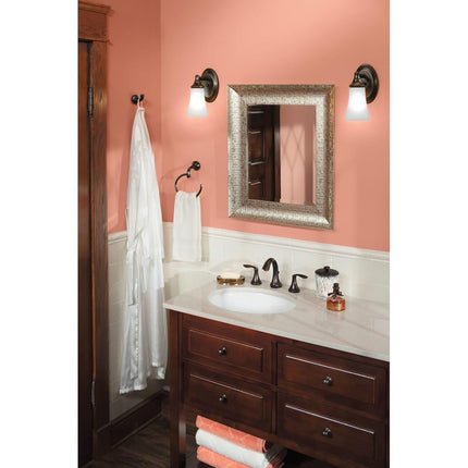 Moen YB2861ORB Eva Applique de salle de bain à 1 lumière à double montage avec verre dépoli, bronze huilé