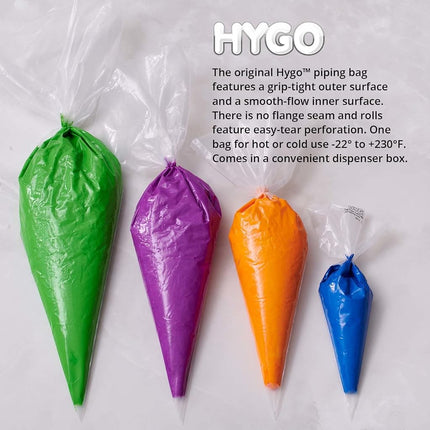 Hygo 18" Disposable Pastry Bag, Grip-Tight Outer Piping Bag, Hot and Cold, 18 inch, Transparent, 100 Pack