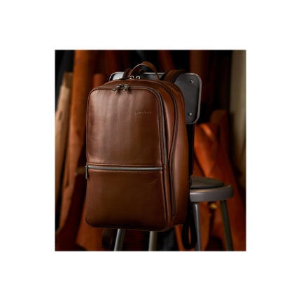 Mochila delgada clásica de cuero Samsonite, Coñac, Talla única, Mochila delgada clásica de cuero